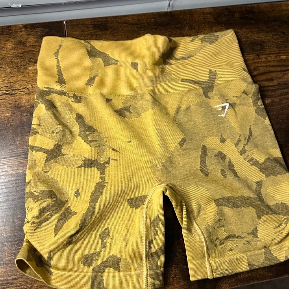 Gymshark camo seamless shorts yellow